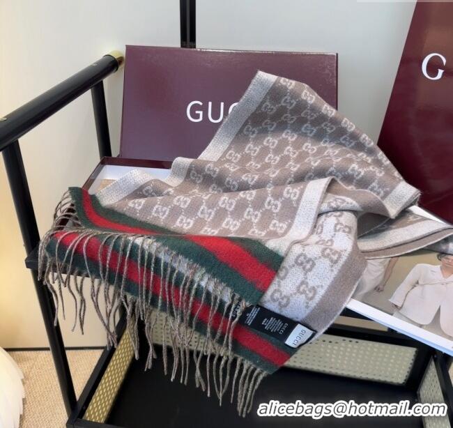 Original Cheap Gucci GG Cashmere Scarf 180x30cm G10507 Grey 2025