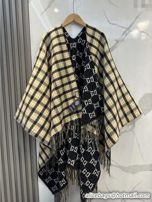 Luxury Discount Gucci GG Wool Jacquard Cape G110519 Black 2025