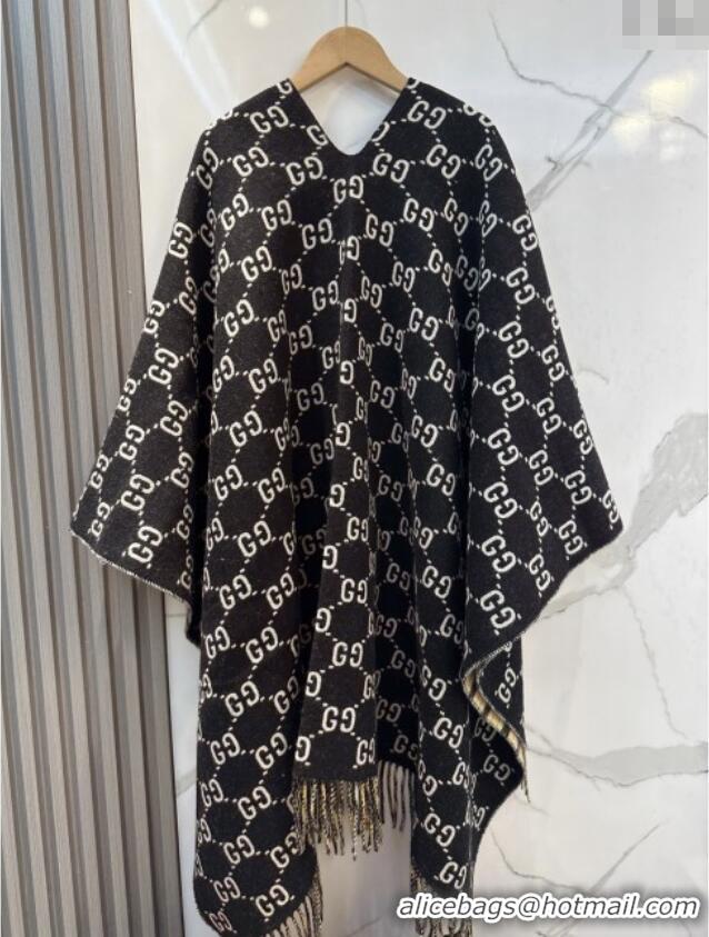 Luxury Discount Gucci GG Wool Jacquard Cape G110519 Black 2025