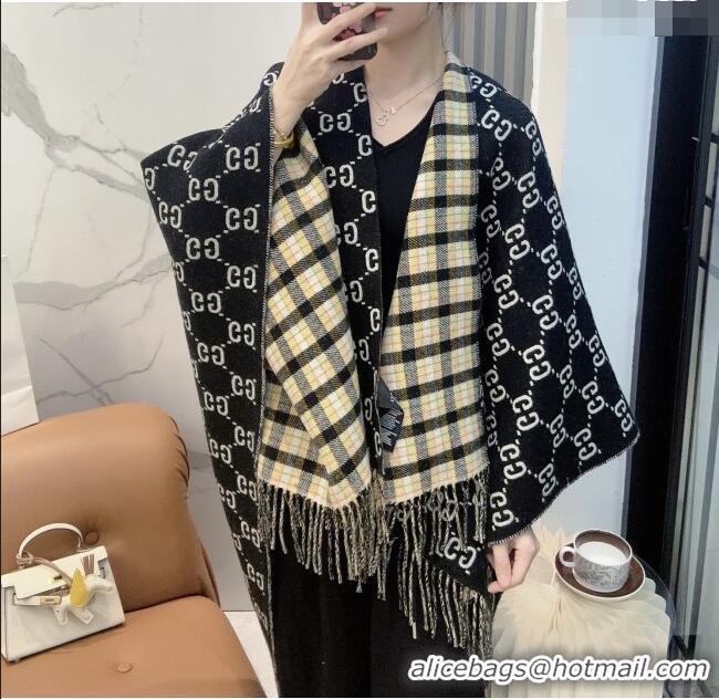 Luxury Discount Gucci GG Wool Jacquard Cape G110519 Black 2025