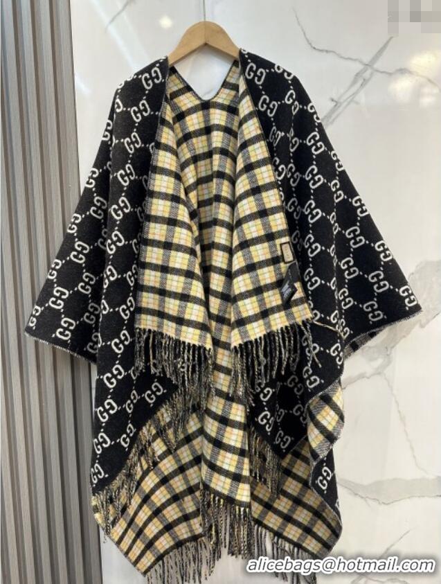 Luxury Discount Gucci GG Wool Jacquard Cape G110519 Black 2025