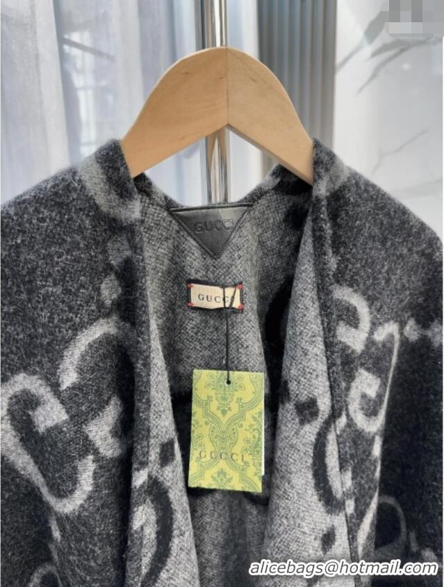 Market Sells Gucci Reversible Jumbo GG Cashmere Cape G110525 Grey 2025