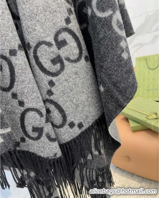 Market Sells Gucci Reversible Jumbo GG Cashmere Cape G110525 Grey 2025