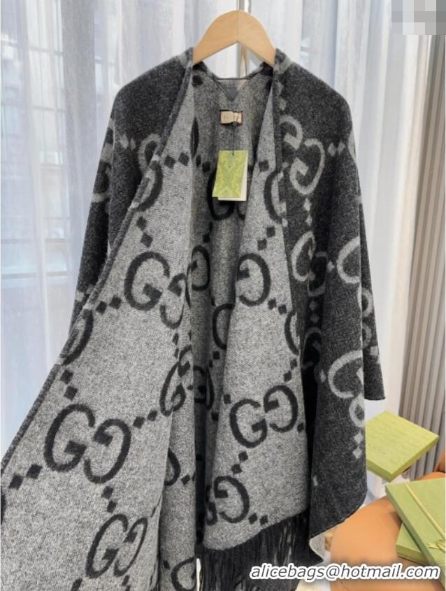 Market Sells Gucci Reversible Jumbo GG Cashmere Cape G110525 Grey 2025