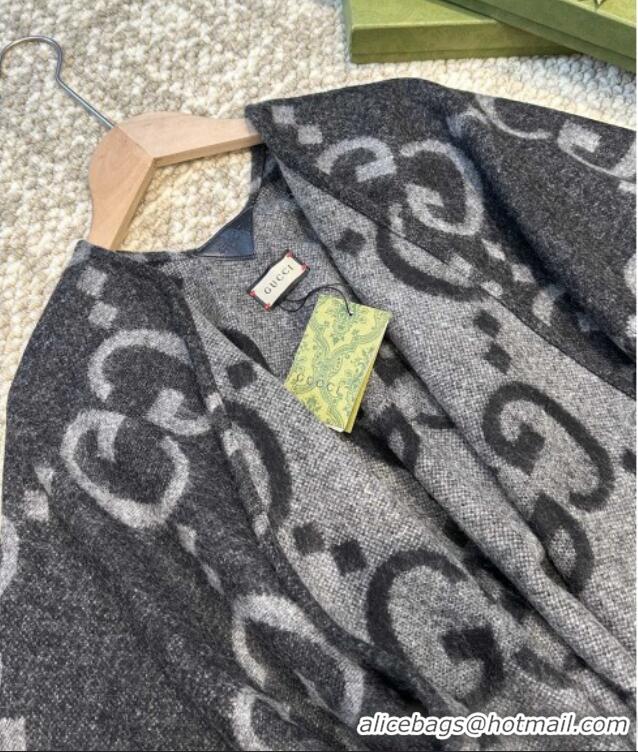 Market Sells Gucci Reversible Jumbo GG Cashmere Cape G110525 Grey 2025