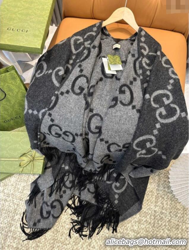 Market Sells Gucci Reversible Jumbo GG Cashmere Cape G110525 Grey 2025