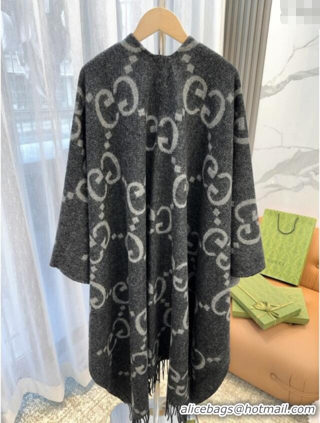 Market Sells Gucci Reversible Jumbo GG Cashmere Cape G110525 Grey 2025