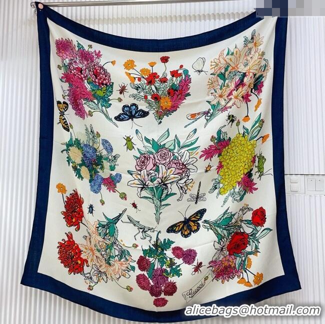Market Sells Gucci Cashmere & Silk Scarf 140x140 G110612 White/Blue 2025