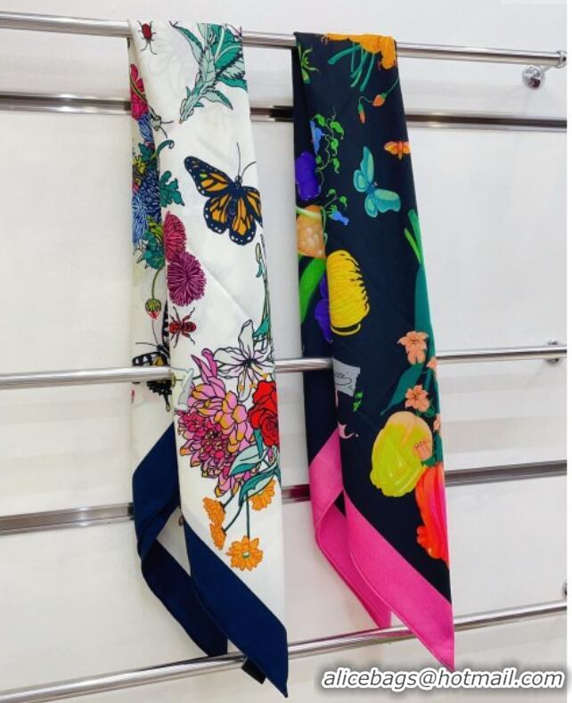 Market Sells Gucci Cashmere & Silk Scarf 140x140 G110612 White/Blue 2025