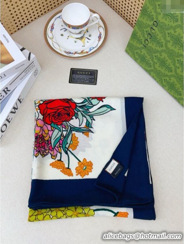 Market Sells Gucci Cashmere & Silk Scarf 140x140 G110612 White/Blue 2025