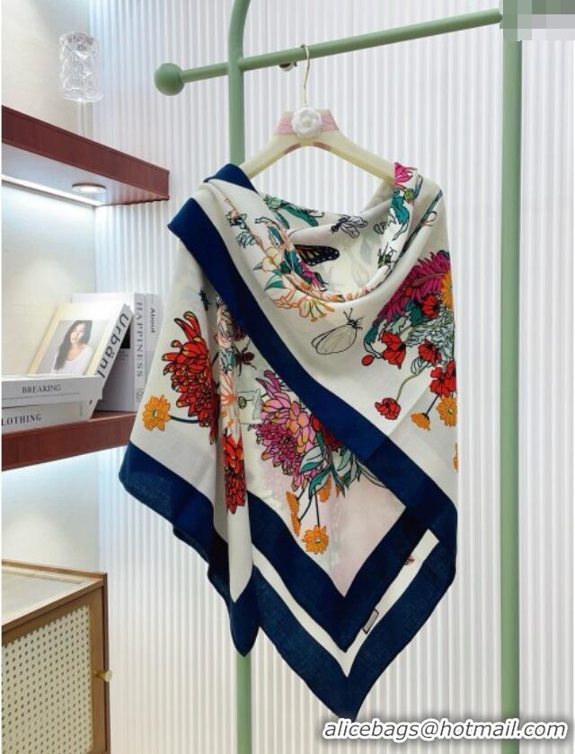 Market Sells Gucci Cashmere & Silk Scarf 140x140 G110612 White/Blue 2025
