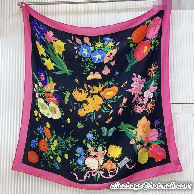 Inexpensive Gucci Cashmere & Silk Scarf 140x140 G110613 Black/Pink 2025
