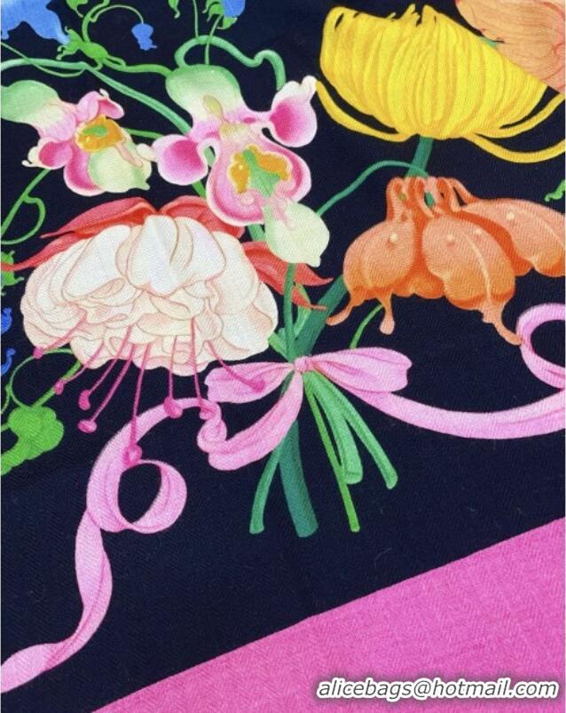 Inexpensive Gucci Cashmere & Silk Scarf 140x140 G110613 Black/Pink 2025