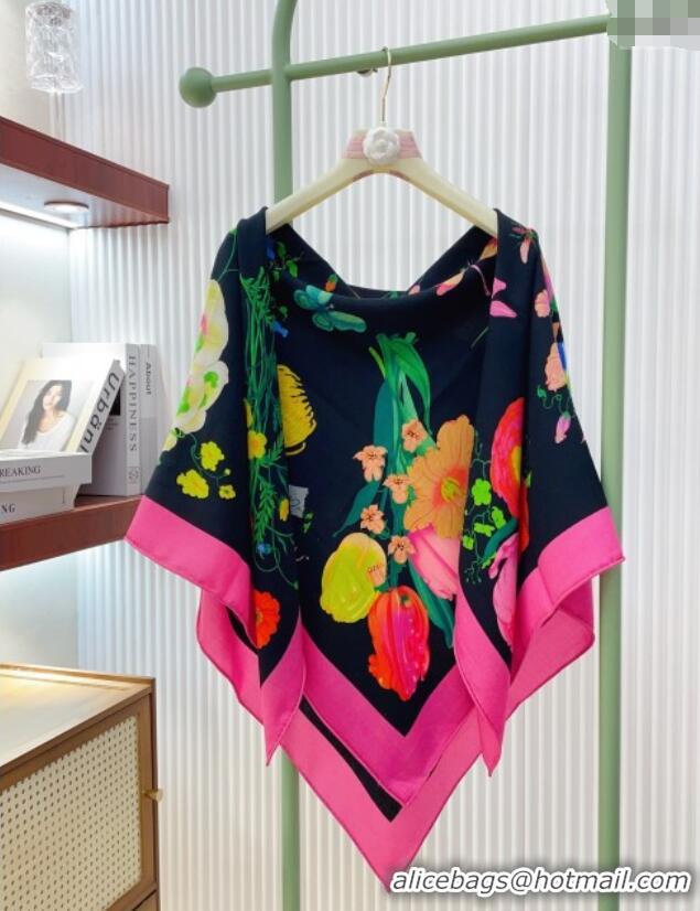 Inexpensive Gucci Cashmere & Silk Scarf 140x140 G110613 Black/Pink 2025