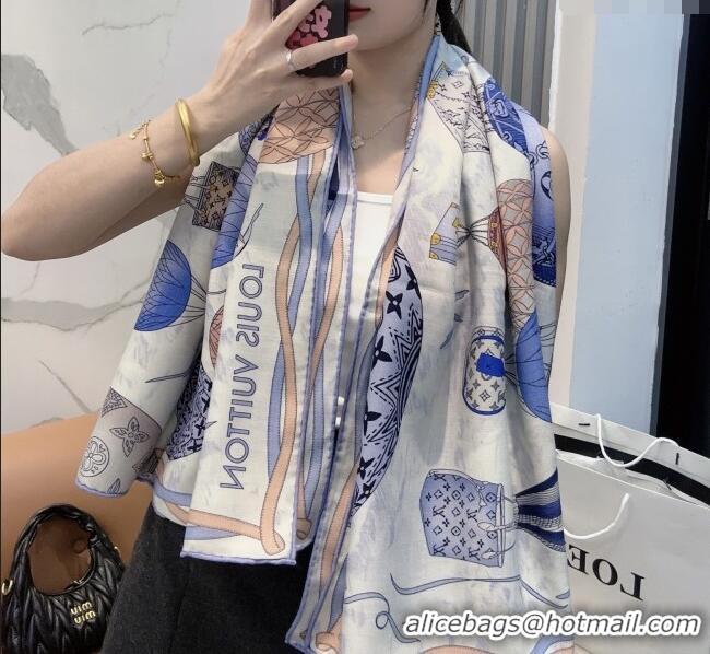 Buy New Cheap Louis Vuitton Cashmere & Silk Scarf 140x140 LV110514 Blue 2025