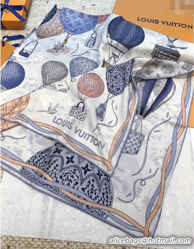 Buy New Cheap Louis Vuitton Cashmere & Silk Scarf 140x140 LV110514 Blue 2025