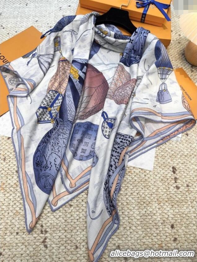 Buy New Cheap Louis Vuitton Cashmere & Silk Scarf 140x140 LV110514 Blue 2025