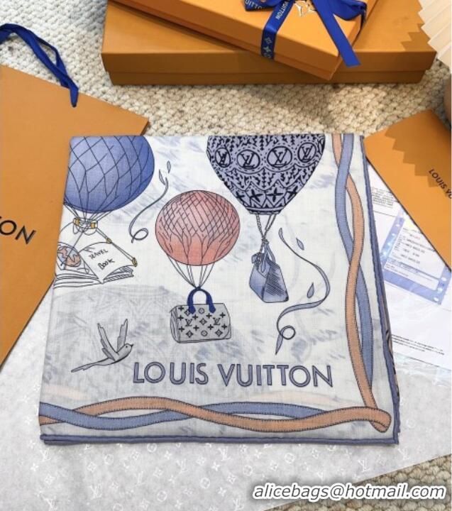 Buy New Cheap Louis Vuitton Cashmere & Silk Scarf 140x140 LV110514 Blue 2025