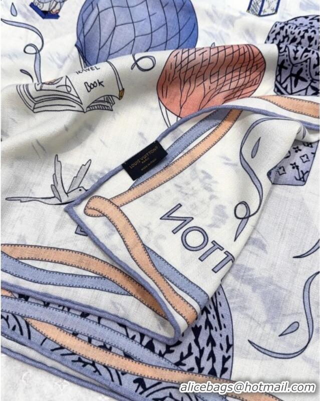 Buy New Cheap Louis Vuitton Cashmere & Silk Scarf 140x140 LV110514 Blue 2025