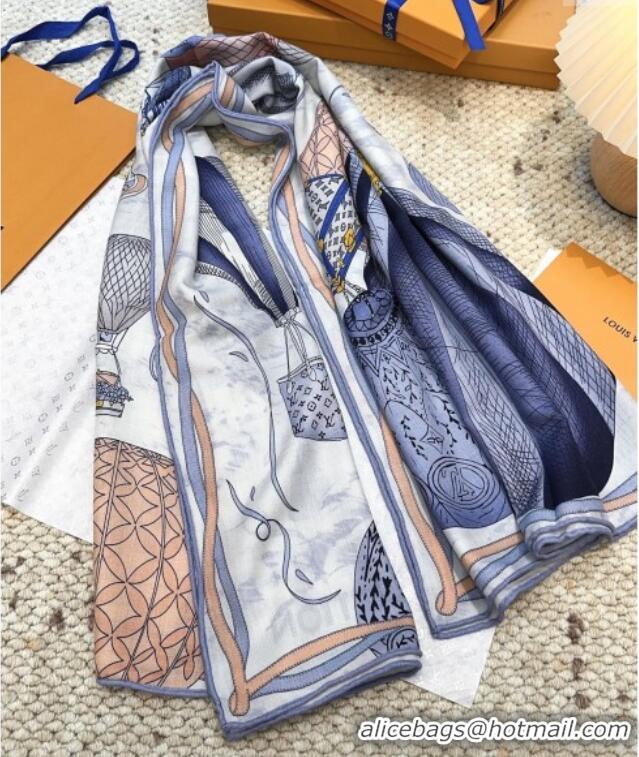 Buy New Cheap Louis Vuitton Cashmere & Silk Scarf 140x140 LV110514 Blue 2025