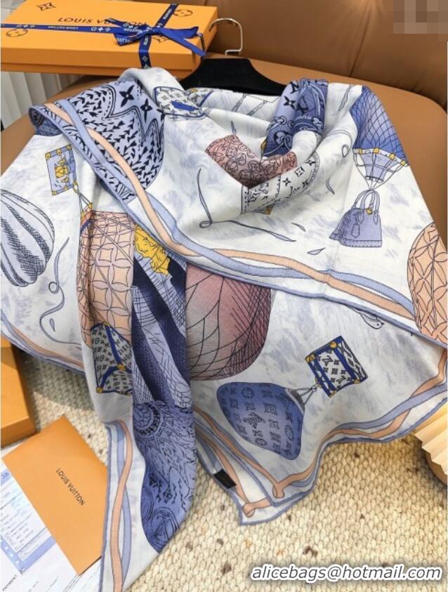 Buy New Cheap Louis Vuitton Cashmere & Silk Scarf 140x140 LV110514 Blue 2025