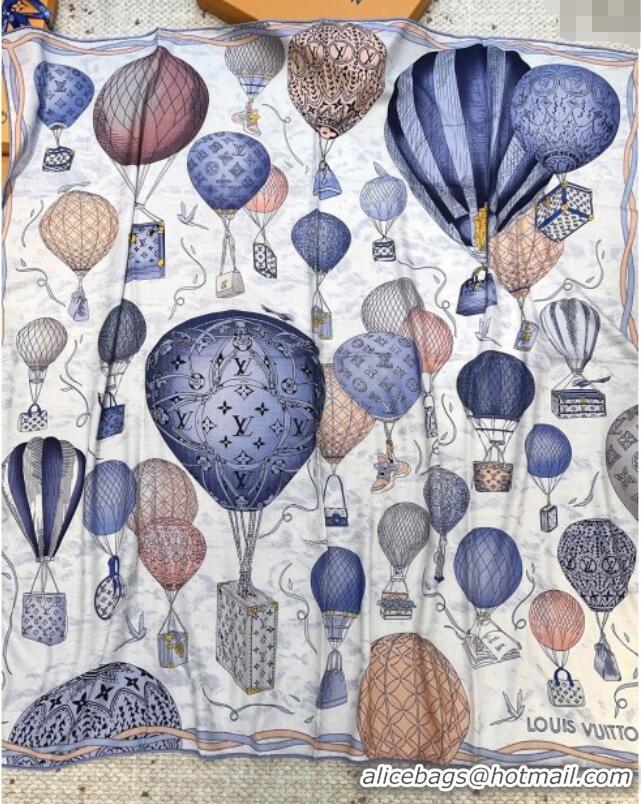 Buy New Cheap Louis Vuitton Cashmere & Silk Scarf 140x140 LV110514 Blue 2025