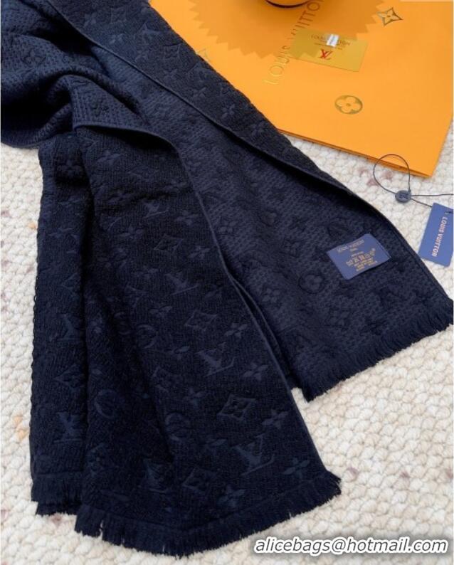 Best Price Louis Vuitton Monogram Wool Headline Scarf LV110527 Black 2025
