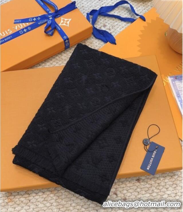 Best Price Louis Vuitton Monogram Wool Headline Scarf LV110527 Black 2025