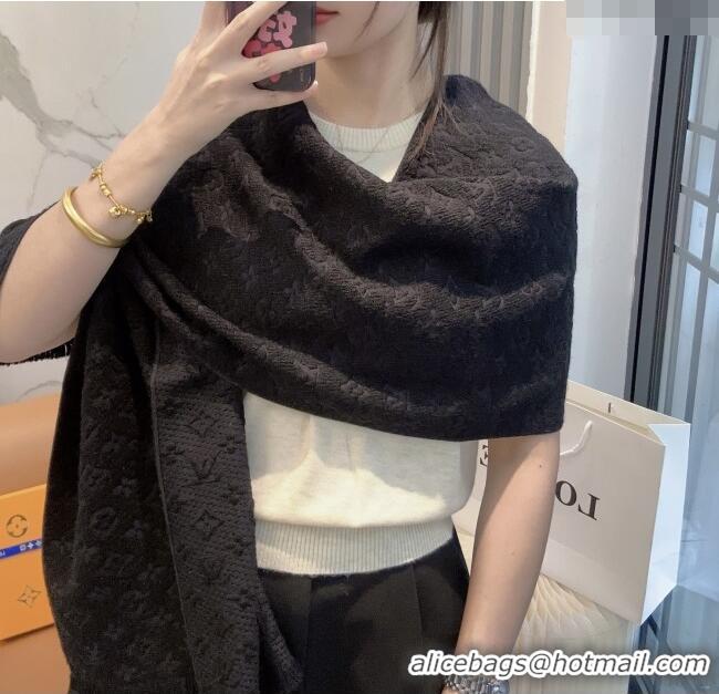 Best Price Louis Vuitton Monogram Wool Headline Scarf LV110527 Black 2025
