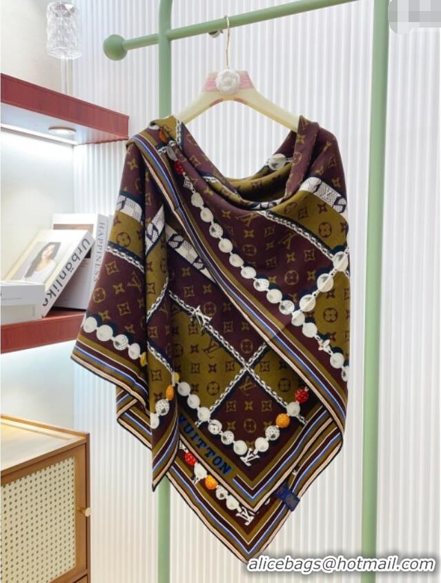 Affordable Price Louis Vuitton Cashmere & Silk Scarf 140x140 LV110607 Brown 2025