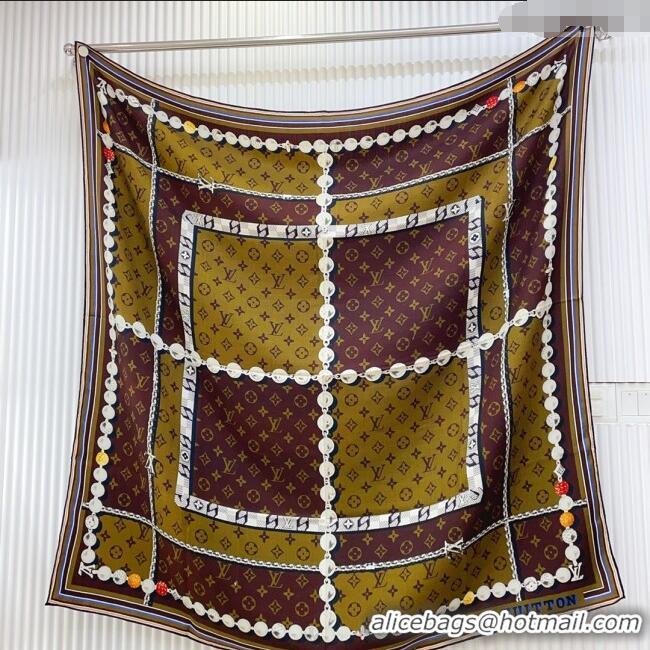 Affordable Price Louis Vuitton Cashmere & Silk Scarf 140x140 LV110607 Brown 2025