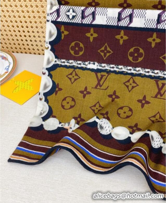 Affordable Price Louis Vuitton Cashmere & Silk Scarf 140x140 LV110607 Brown 2025