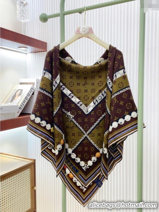 Affordable Price Louis Vuitton Cashmere & Silk Scarf 140x140 LV110607 Brown 2025