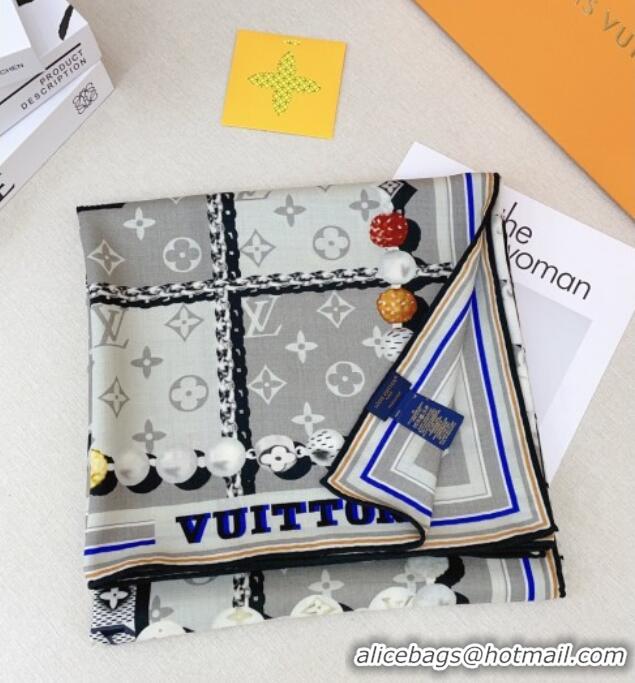 Spot Bulk Louis Vuitton Cashmere & Silk Scarf 140x140 LV110608 Grey 2025