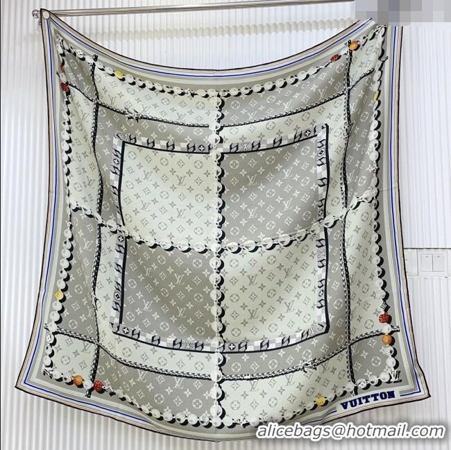 Spot Bulk Louis Vuitton Cashmere & Silk Scarf 140x140 LV110608 Grey 2025