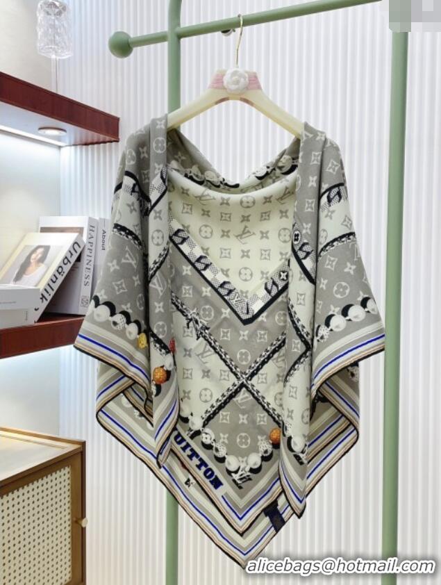 Spot Bulk Louis Vuitton Cashmere & Silk Scarf 140x140 LV110608 Grey 2025