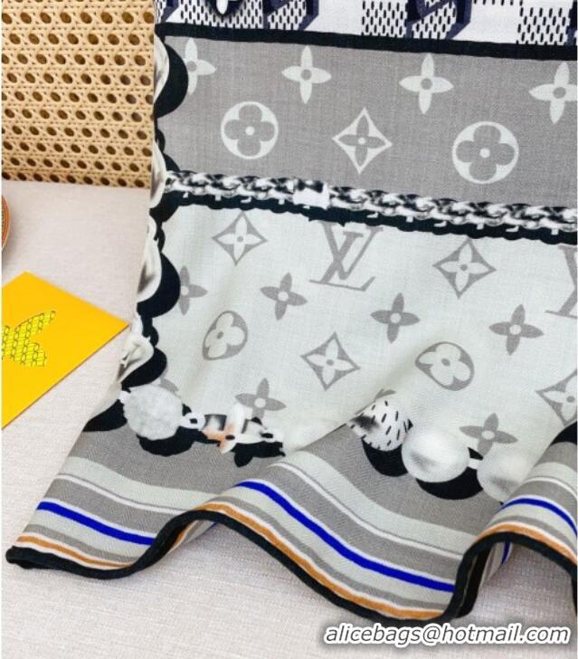 Spot Bulk Louis Vuitton Cashmere & Silk Scarf 140x140 LV110608 Grey 2025