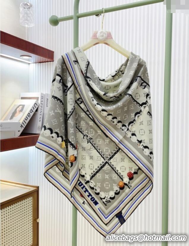 Spot Bulk Louis Vuitton Cashmere & Silk Scarf 140x140 LV110608 Grey 2025