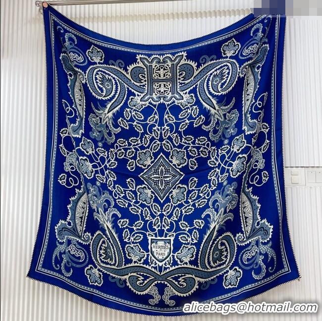 Grade Quality Hermes Cashmere & Silk Scarf 140x140 H110614 Blue 2025