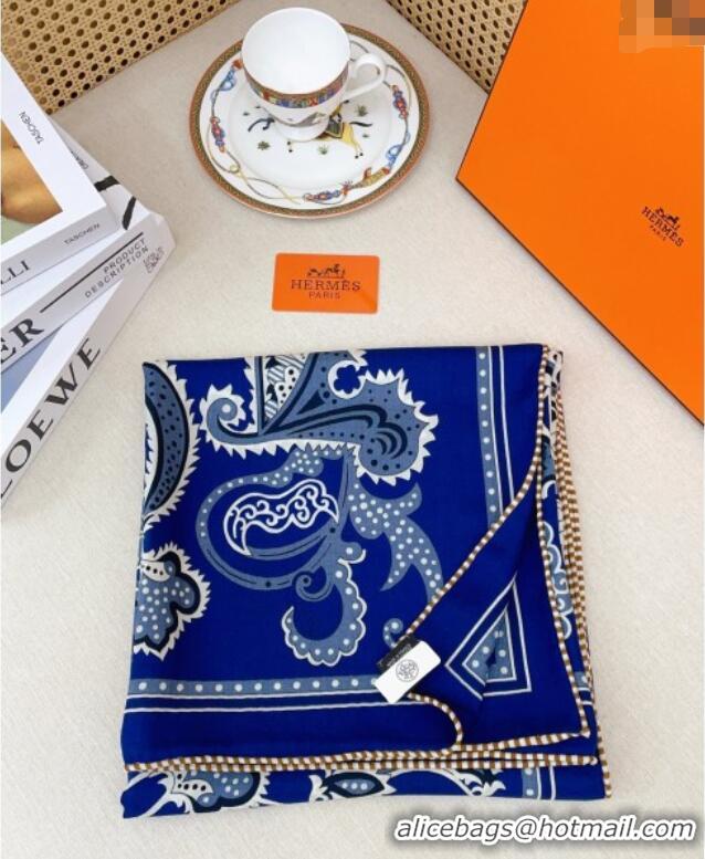 Grade Quality Hermes Cashmere & Silk Scarf 140x140 H110614 Blue 2025