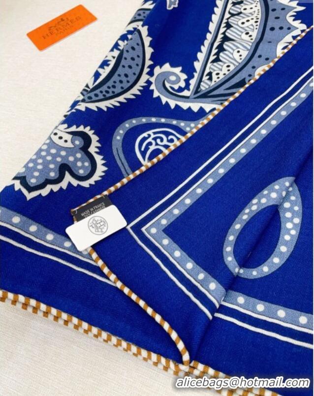 Grade Quality Hermes Cashmere & Silk Scarf 140x140 H110614 Blue 2025