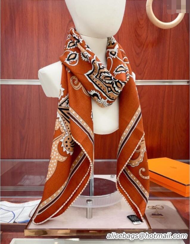 New Cheap Hermes Cashmere & Silk Scarf 140x140 H110615 Brickred 2025