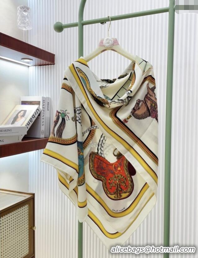 Luxury Cheap Hermes Cashmere & Silk Scarf 140x140 H110702 White 2025