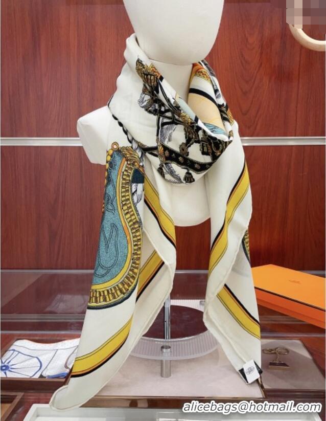 Luxury Cheap Hermes Cashmere & Silk Scarf 140x140 H110702 White 2025
