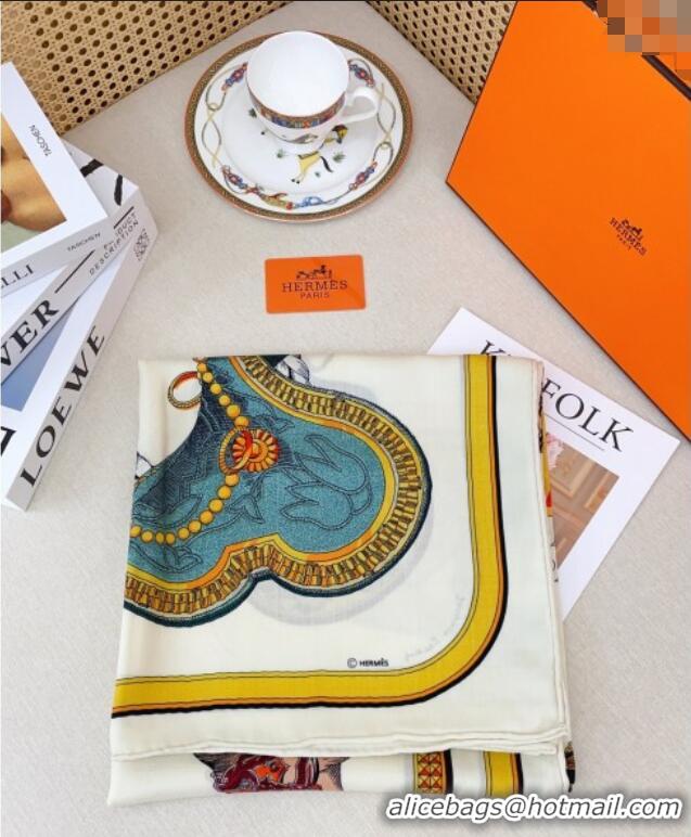 Luxury Cheap Hermes Cashmere & Silk Scarf 140x140 H110702 White 2025