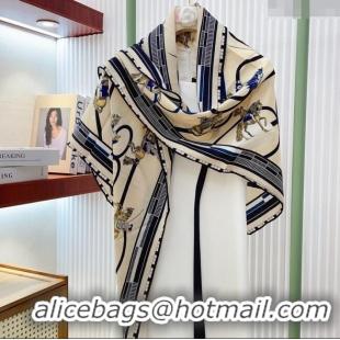 Discount Hermes Cashmere & Silk Triangle Scarf H110708 Beige/Blue 2025