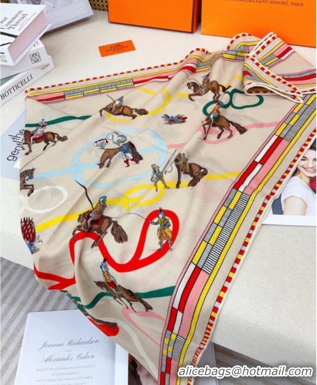 Fashion Discount Hermes Cashmere & Silk Triangle Scarf H110709 Beige/Yellow 2025