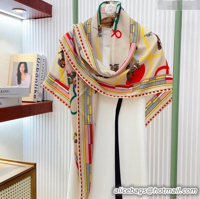 Fashion Discount Hermes Cashmere & Silk Triangle Scarf H110709 Beige/Yellow 2025