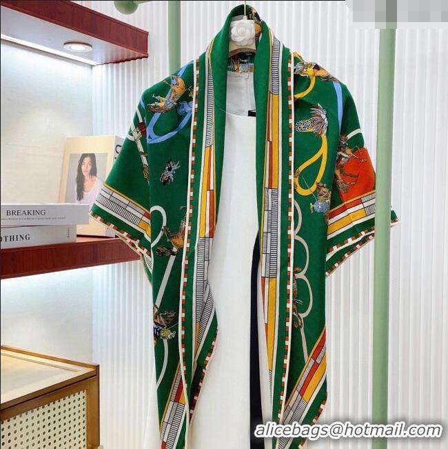 Spot Bulk Hermes Cashmere & Silk Triangle Scarf H110710 Green 2025