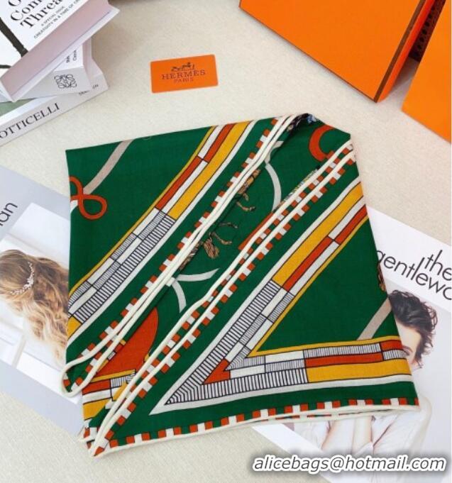 Spot Bulk Hermes Cashmere & Silk Triangle Scarf H110710 Green 2025